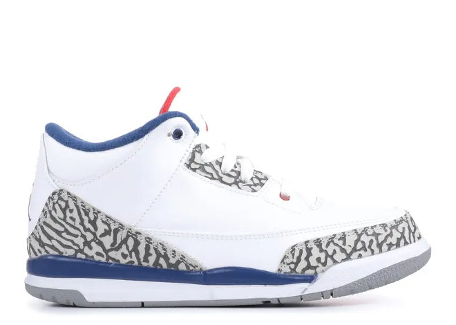Jordan 3 Retro PS White/Blue/Red elephant print sneakers