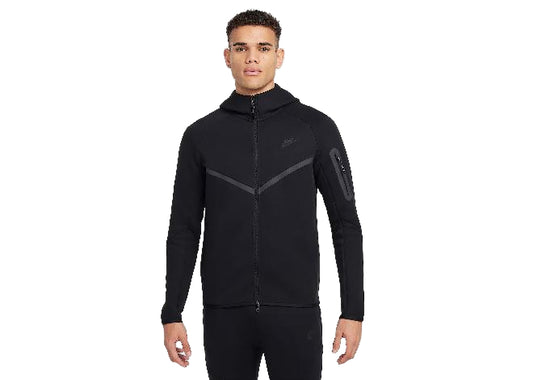 Nike Mens Tech Fleece Full-Zip Hoodie in Athletic Black.