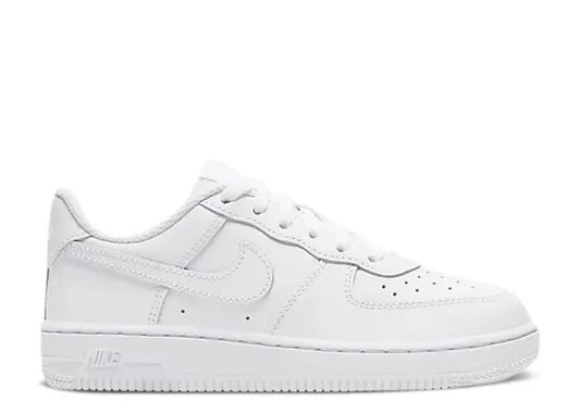 Nike Air Force 1 Low PS white sneakers for kids.