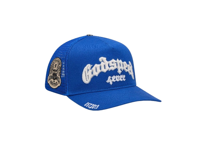 Godspeed Forever Trucker Hat Azul Blue – New York Exclusive Streetwear Cap with Embroidered Logo