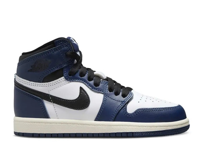 Air Jordan 1 High PS sneaker in Midnight Navy, Black, White, and Sail colors.