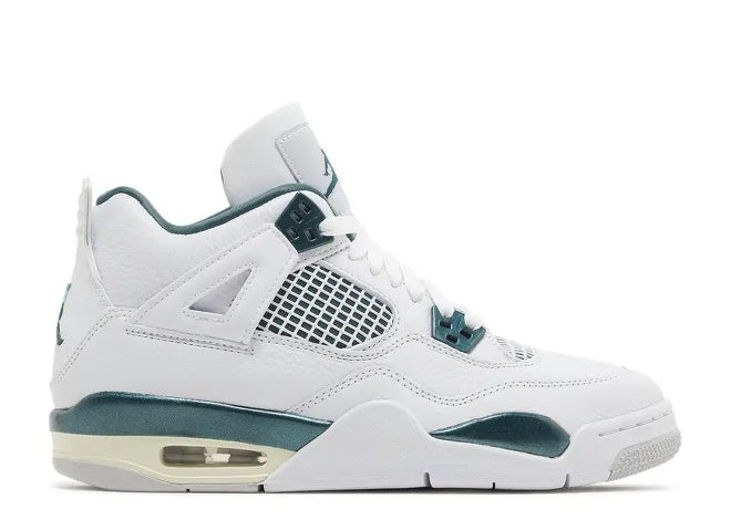 Air Jordan 4 GS White Oxidized Green kids sneaker.