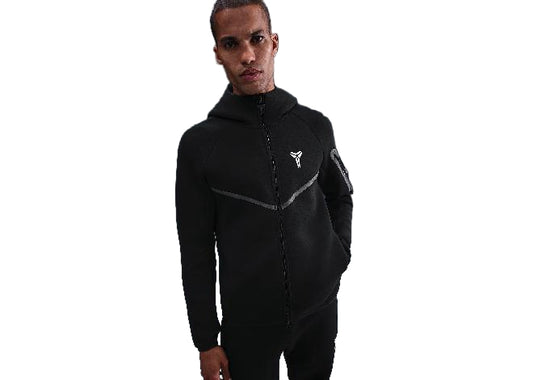 Nike Kobe Mens Black Athletic Zip-up Hoodie with Mamba logo.