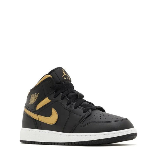 Air Jordan 1 Mid (GS) 'Black/Metallic Gold' - 75% Scale - Angle 2