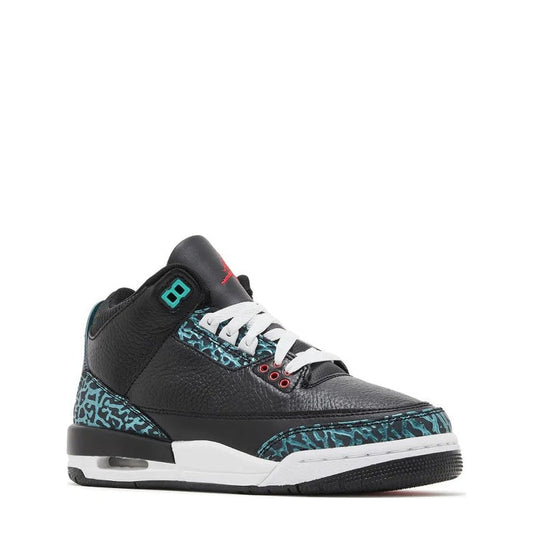 Air Jordan 3 Retro (GS) 'Black Siren Red Hyper Jade' - 75% Scale - Angle 2
