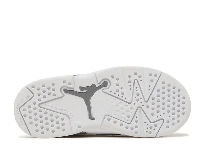 Air Jordan 6 TD white coolgrey toddler sneaker outsole, Jumpman logo, non-marking tread.