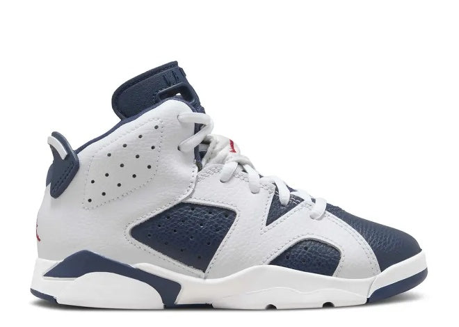 Air Jordan 6 PS sneaker in white and navy blue