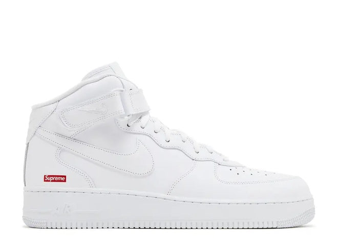 Nike Supreme x Air Force 1 Mid 'Box Logo - Triple White' Men's Sneaker