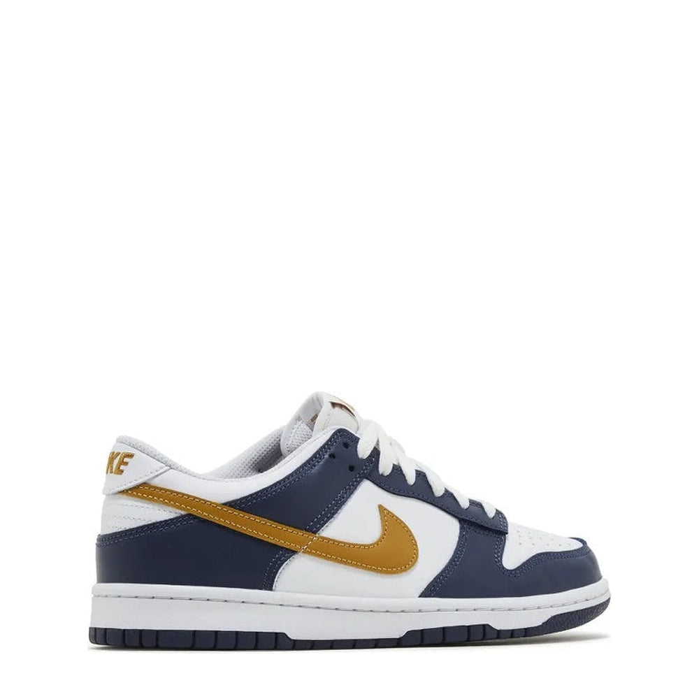 Nike Dunk Low (GS) 'Midnight Navy Wheat' sneaker, alternate view 3