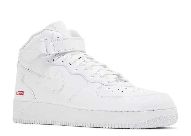 Nike Supreme x Air Force 1 Mid 'Box Logo - Triple White' Men's Sneaker