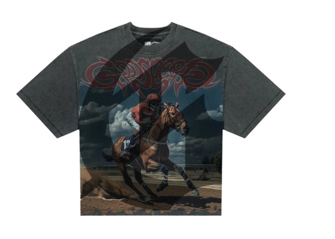 Godspeed New York Thoroughbred Grey Wash T-Shirt Men’s – Premium Streetwear Tee, Exclusive NYC Graphic, Vintage Wash