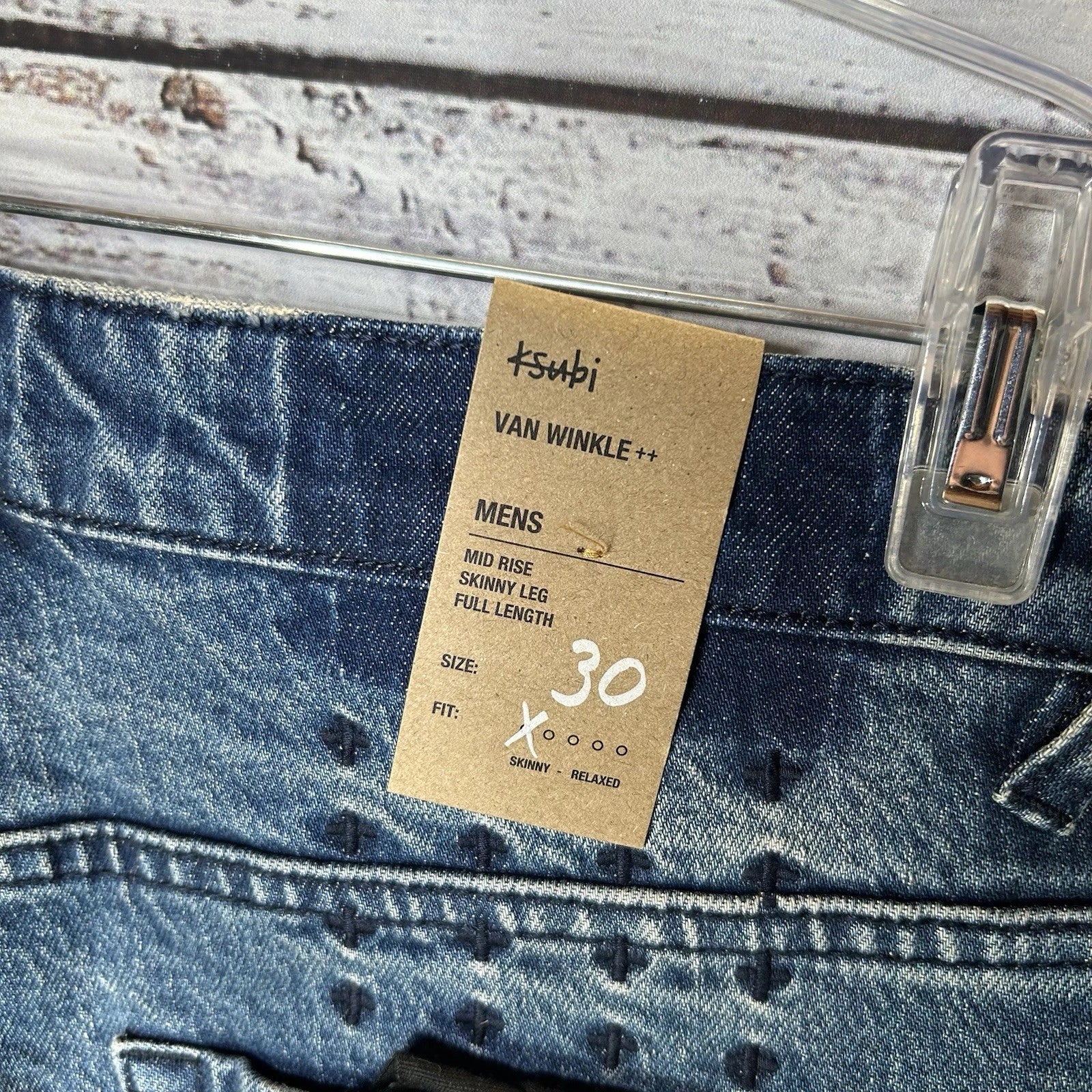 KSUBI Van Winkle Mens skinny jeans, blue denim, size 30, new with original tag.