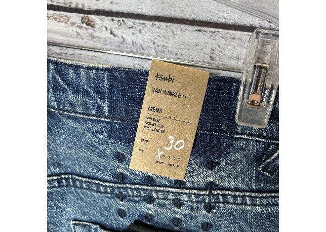 Ksubi Van Winkle++ mens mid-rise skinny blue denim jeans, size 30.