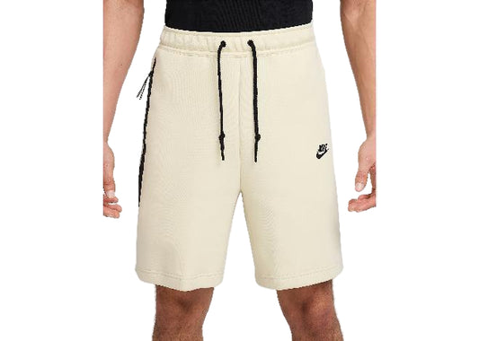 Nike Mens Off-White Club Fleece Sportswear Shorts with black drawstring and side zip detail.