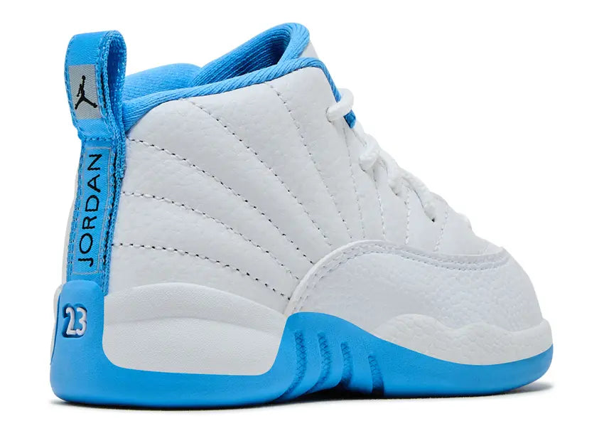 Jordan 12 Retro TD Boys Toddler Basketball Shoes, White/University Blue