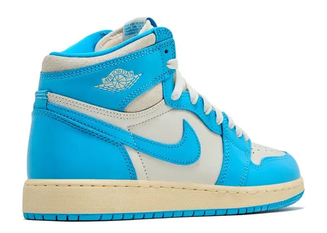 Jordan Air Jordan 1 Retro High OG Dark Powder Blue basketball shoe, blue & cream.