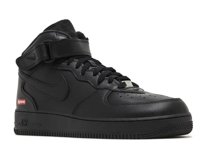Nike Supreme x Air Force 1 Mid 'Box Logo Triple Black' Men's Sneaker