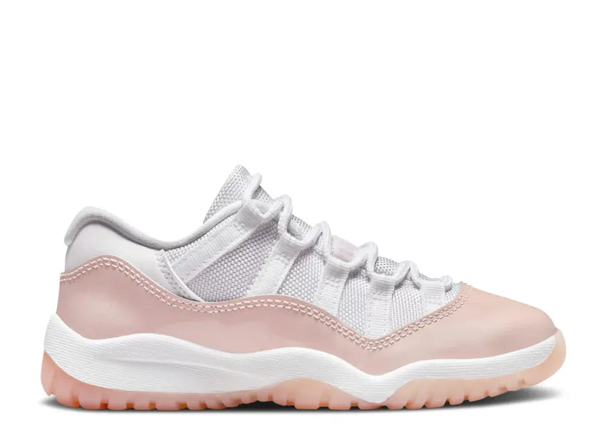 Jordan 11 Retro Low PS Preschool shoes in white and Legend Pink.