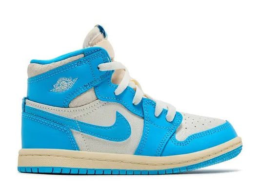 Jordan 1 Retro High OG TD Dark Powder Blue & sail toddler basketball shoes.