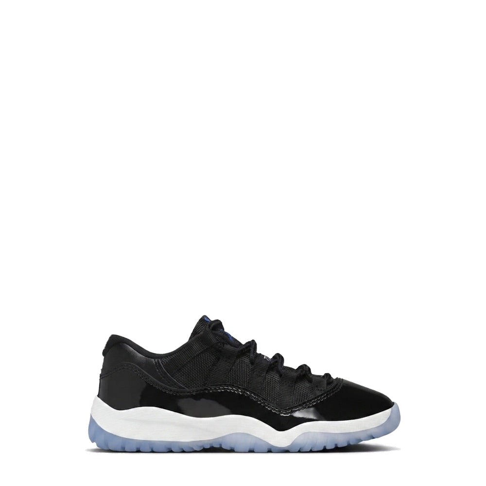 Air Jordan 11 Retro Low (PS) 'Black Varsity Royal White' sneaker, side view