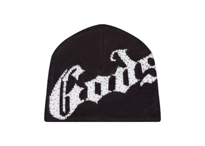 Black & white knit Godspeed OG Logo Studded Beanie.