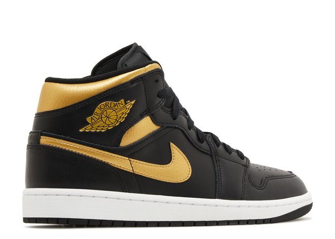NIKE JORDAN 1 MID " BLACK METALLIC GOLD "