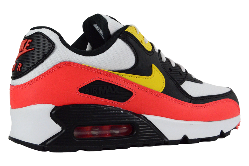 NIKE AIR MAX 90 ESSENTIAL "WHITE / CHROME YELLOW / BRIGHT CRIMSON"
