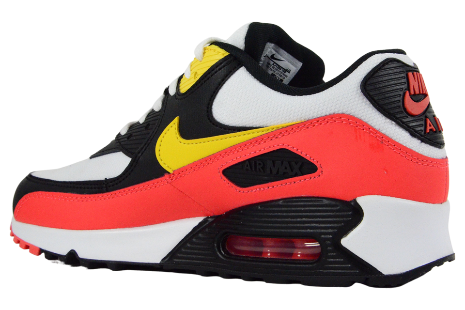 NIKE AIR MAX 90 ESSENTIAL "WHITE / CHROME YELLOW / BRIGHT CRIMSON"