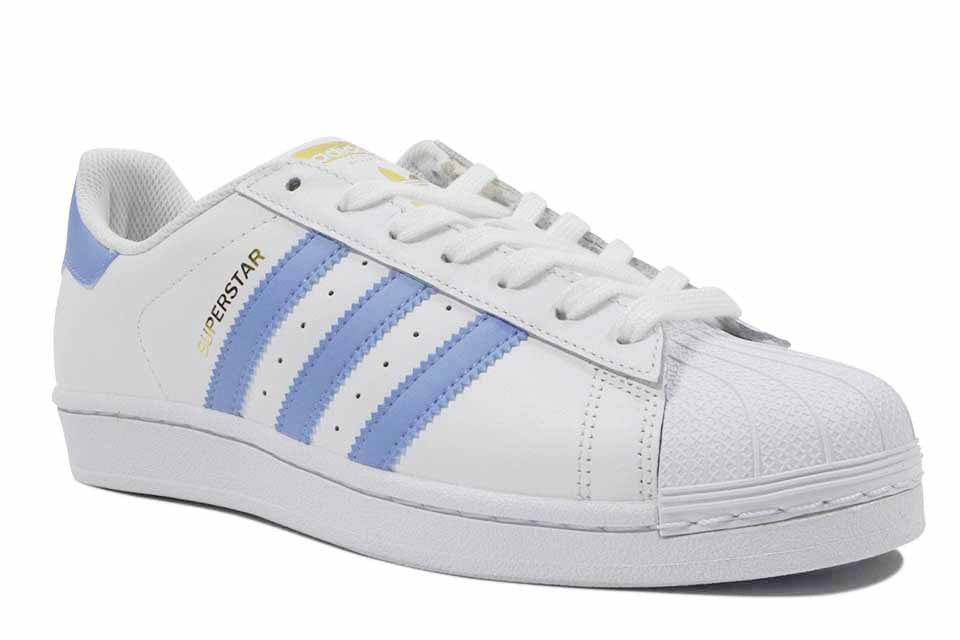 Adidas Superstar Women's "White/Light Blue/Gold"