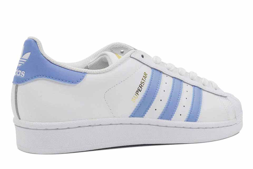 Adidas Superstar Women's "White/Light Blue/Gold"