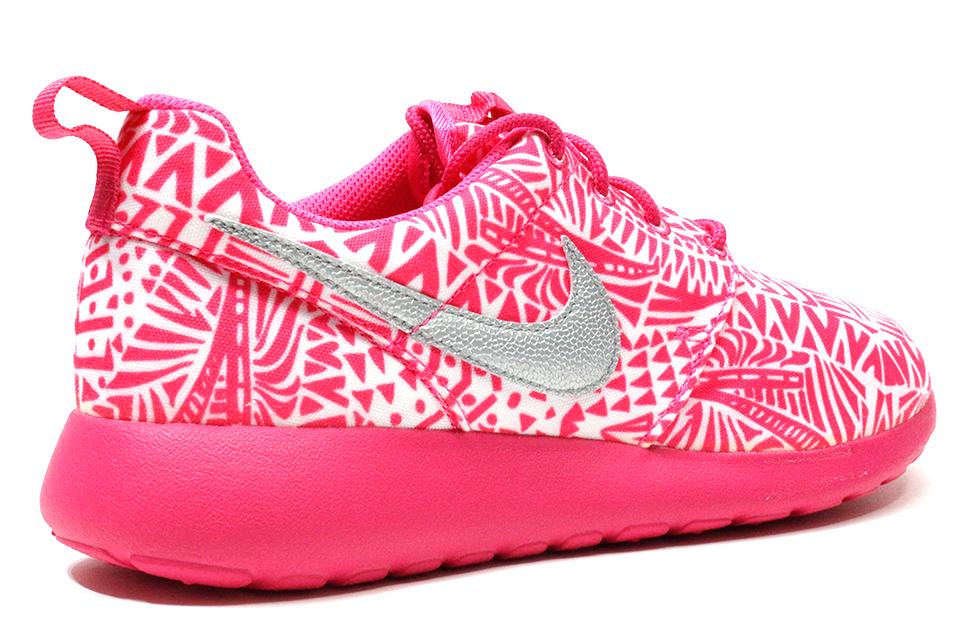 NIKE ROSHE RUN PRINT (GS) "White/Pink"