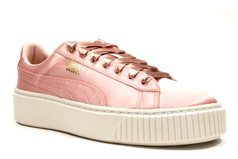 Puma Basket Platform Satin "Silver Pink" Wmns