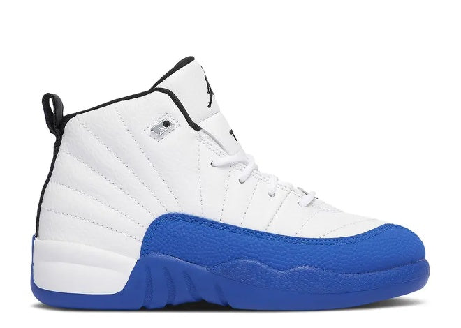 Air Jordan 12 PS Kids Sneaker: White, Game Royal Blue & Black