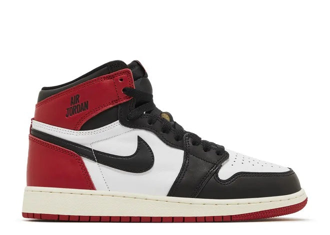 Air Jordan 1 High white, black, red, sail kids sneaker.