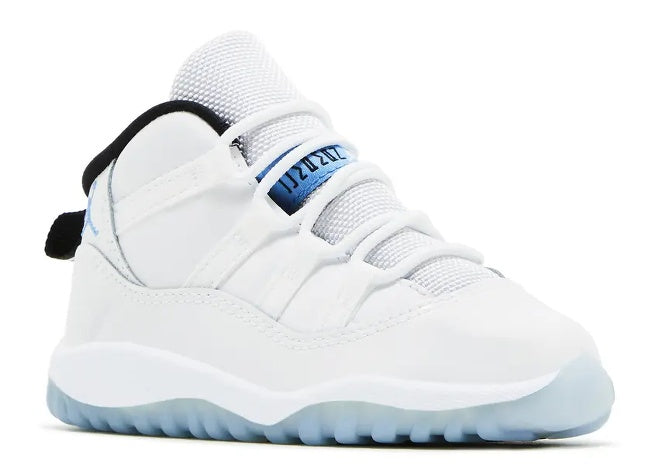Unisex Air Jordan 11 Infant sneakers white, Legend Blue & black.