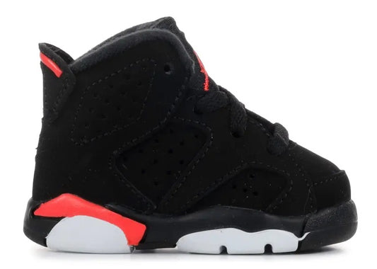 Air Jordan 6 Infants Black Infrared unisex sneaker.