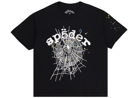 SP5DER Black Graphic T-Shirt by Spider