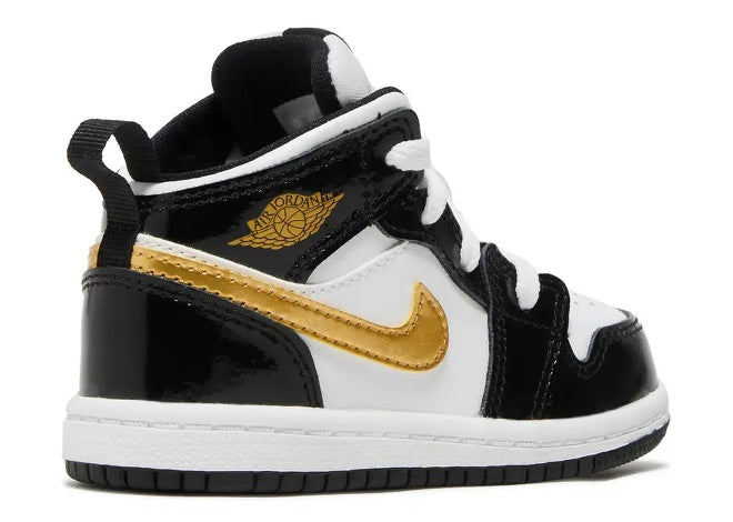 Air Jordan Jordan 1 Mid TD Black Metallic Gold - White Infants - Kids' - Sneaker