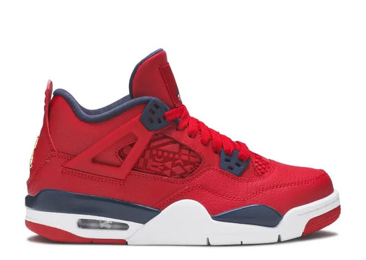 Air Jordan 4 Kids Gym Red Obsidian White sneaker.