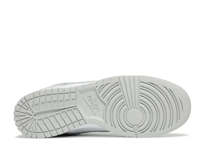 DD1391-103 Nike Dunk Low White Grey Fog mens sneaker outsole with Nike logo.