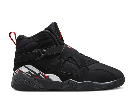 Air Jordan 8 PS kids sneaker in black, true red, and white.