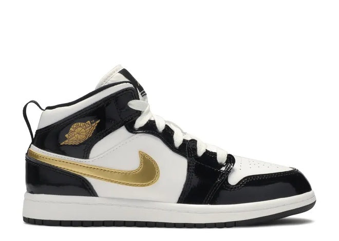 Air Jordan Jordan 1 Mid SE PS Black Gold - White Preschool - Kids' - Sneaker