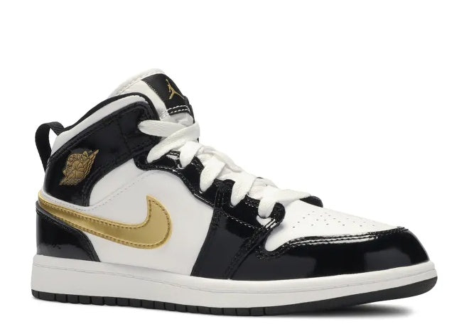 Air Jordan Jordan 1 Mid SE PS Black Gold - White Preschool - Kids' - Sneaker