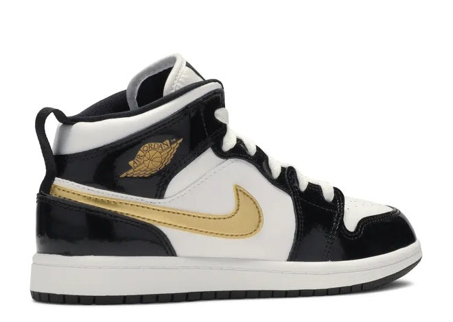 Air Jordan Jordan 1 Mid SE PS Black Gold - White Preschool - Kids' - Sneaker