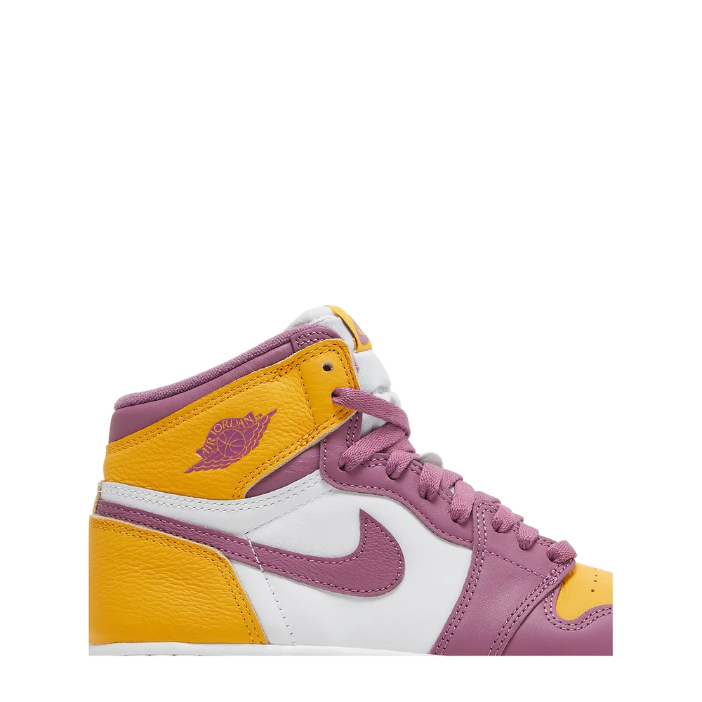 Air Jordan 1 Retro High OG (GS) 'University Gold/Light Bordeaux' sneaker, alternate view 4