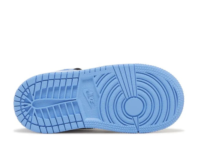 Kids Air Jordan 1 High OG TD University Blue sneaker sole, FD1413-400.