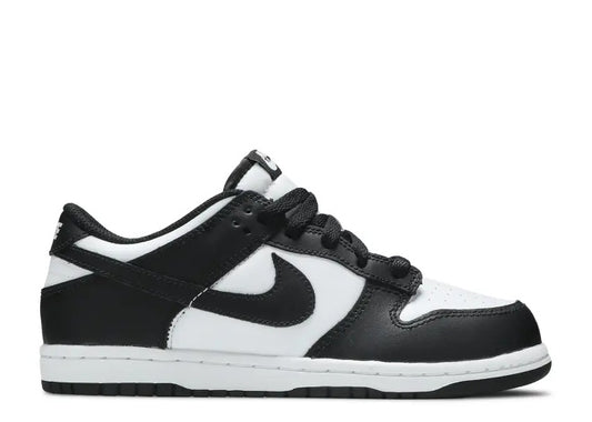 Nike Dunk Low Grade School Panda white black sneakers.
