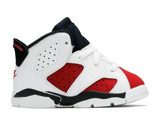 Air Jordan 6 Infants Carmine sneaker, white, red, black.