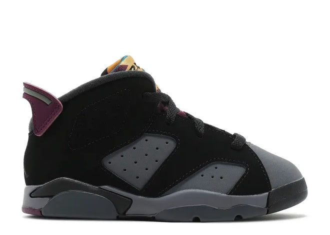 Air Jordan 6 Infants black, gray, and bordeaux sneaker