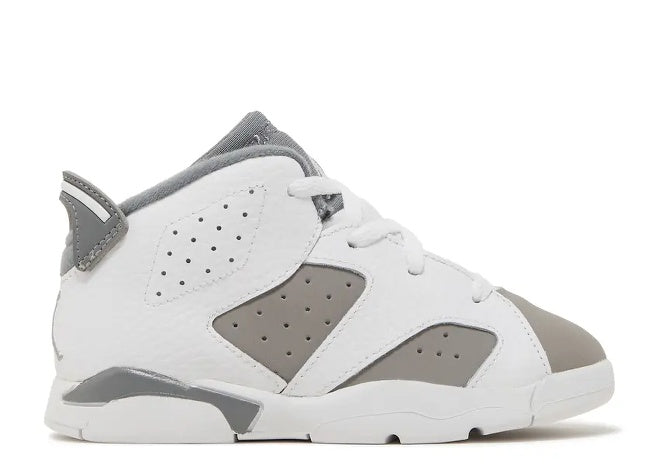 Air Jordan 6 TD White Medium Grey Cool Grey toddler sneaker.